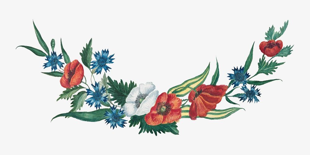 Segment of a Floral Wreath, vintage flower illustration. Remixed by rawpixel.