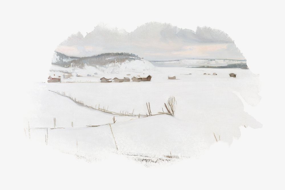 Winter landscape illustration element. Remixed from Väinö Hämäläinen artwork, by rawpixel.