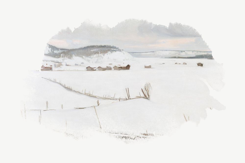 Winter landscape watercolor illustration element psd. Remixed from V&auml;in&ouml; H&auml;m&auml;l&auml;inen artwork, by…