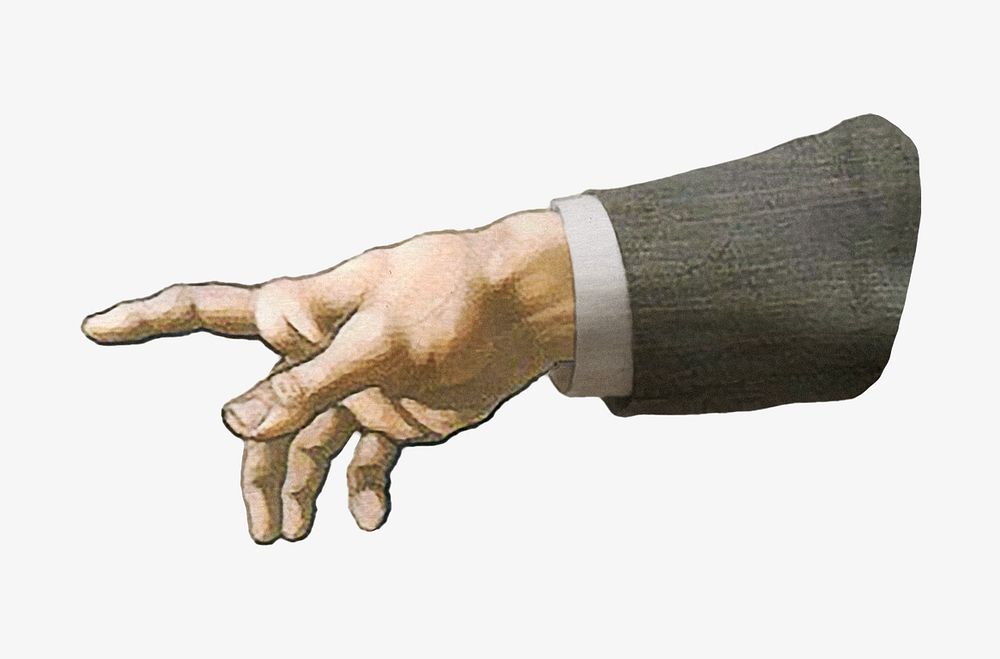 Manager's hand pointing finger, vintage illustration inspired by the Creation of Adam, artwork of Michelangelo Buonarroti