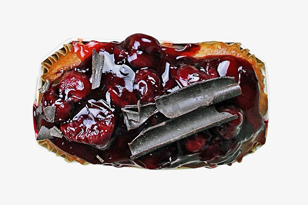 Cherry cake bakery isolated object on white