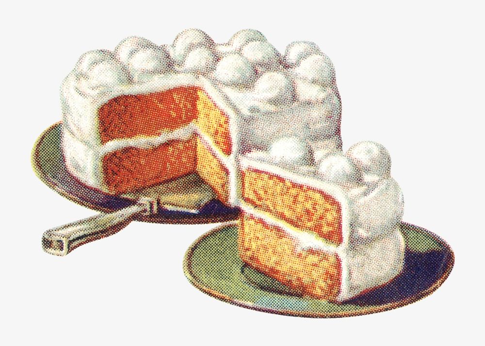 Vintage cake dessert, food illustration. Remixed by rawpixel.