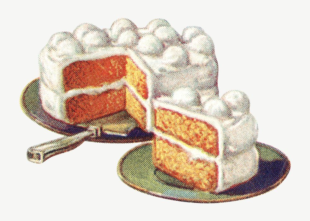 Vintage cake dessert, food illustration psd. Remixed by rawpixel.