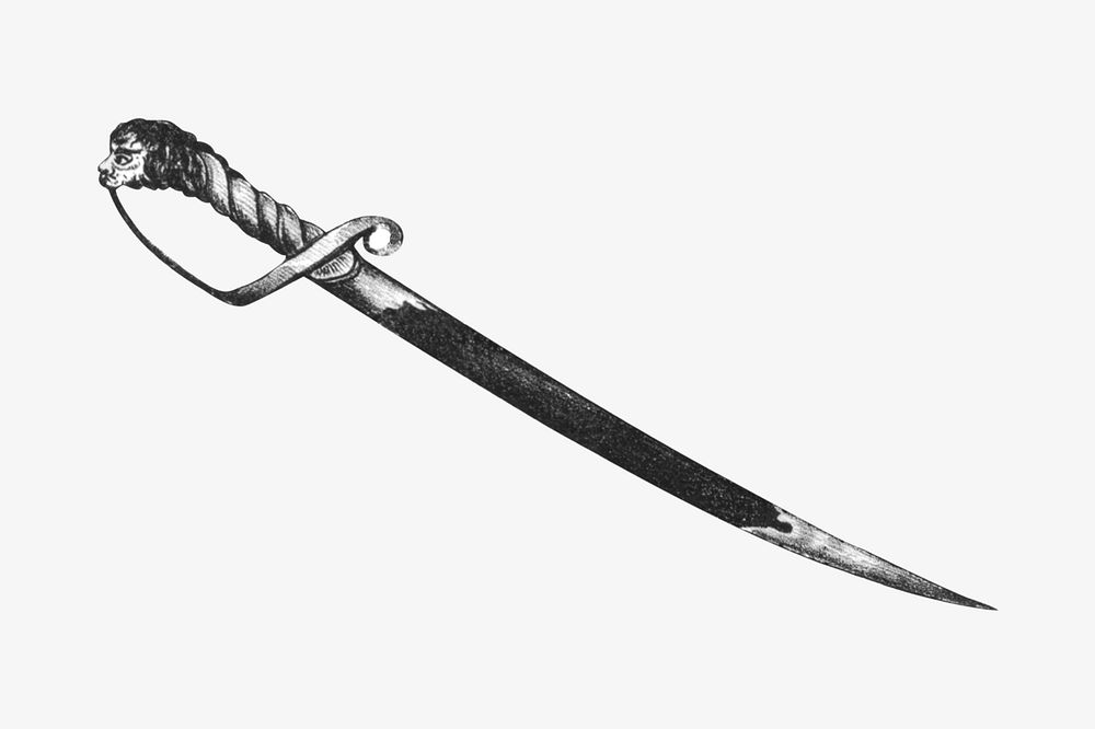 Vintage sword, weapon illustration. Remixed by rawpixel.