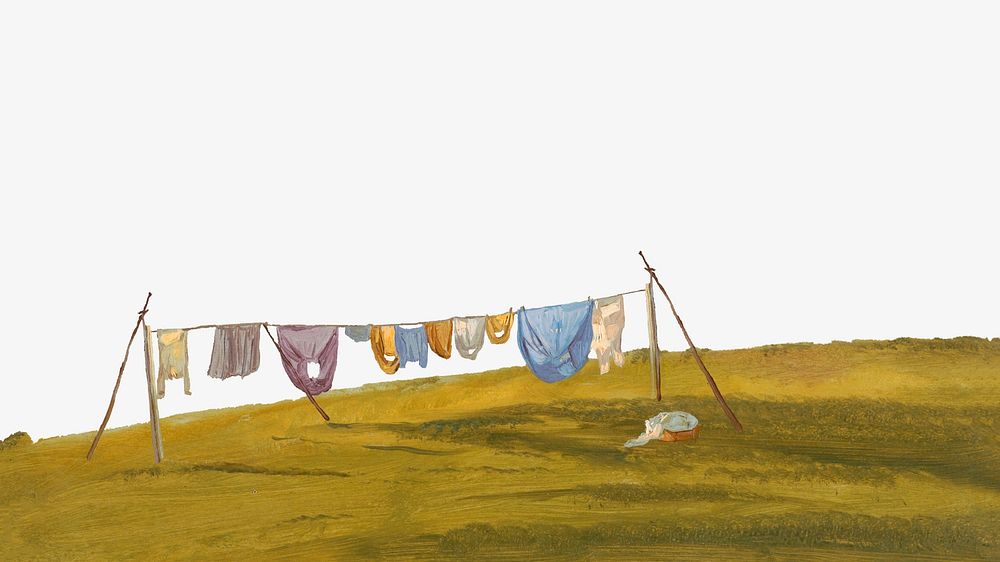 Laundry Hung Out to Dry, illustration by Frederic Edwin Church. Remixed by rawpixel.