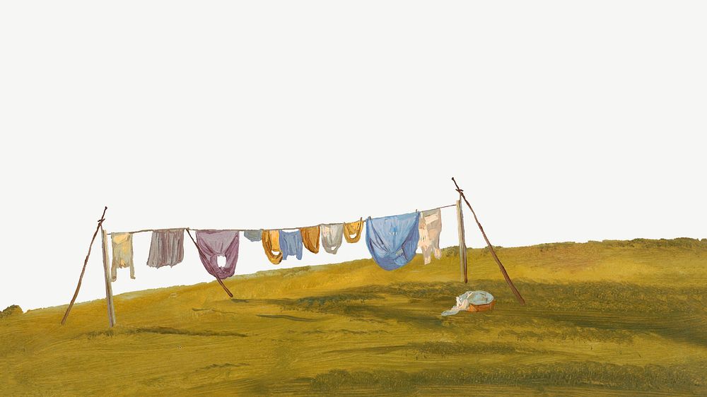 Laundry Hung Out to Dry, illustration by Frederic Edwin Church psd. Remixed by rawpixel.