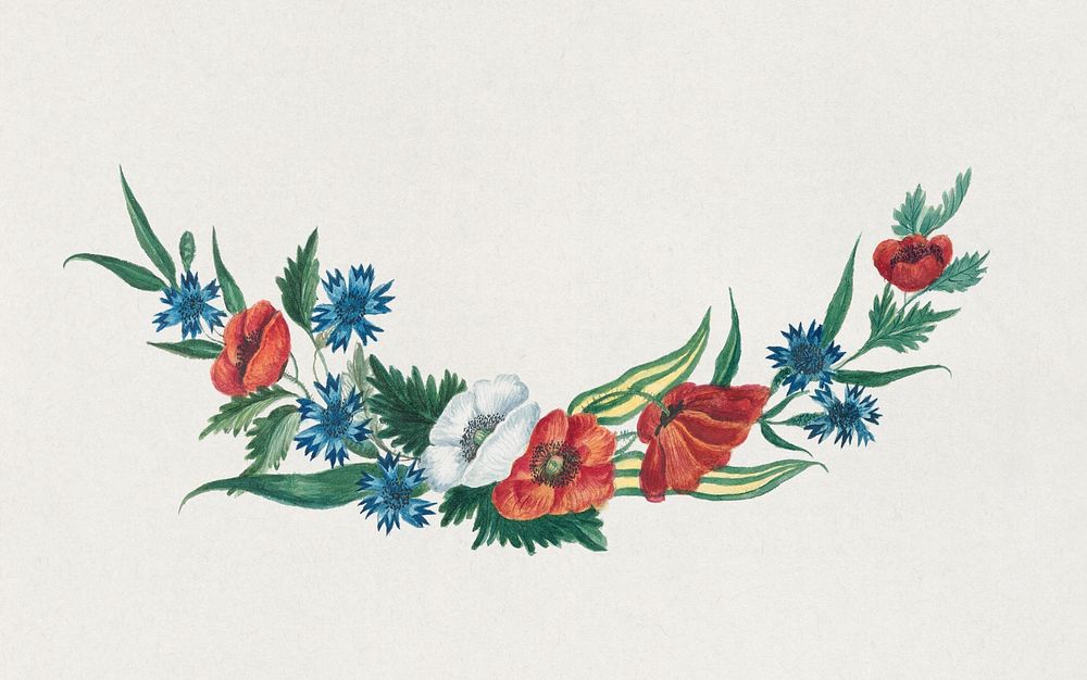 Segment of a Floral Wreath (1802), vintage flower illustration. Original public domain image from The Smithsonian…