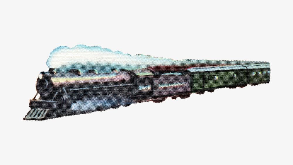 Vintage train illustration. Remixed by rawpixel. 