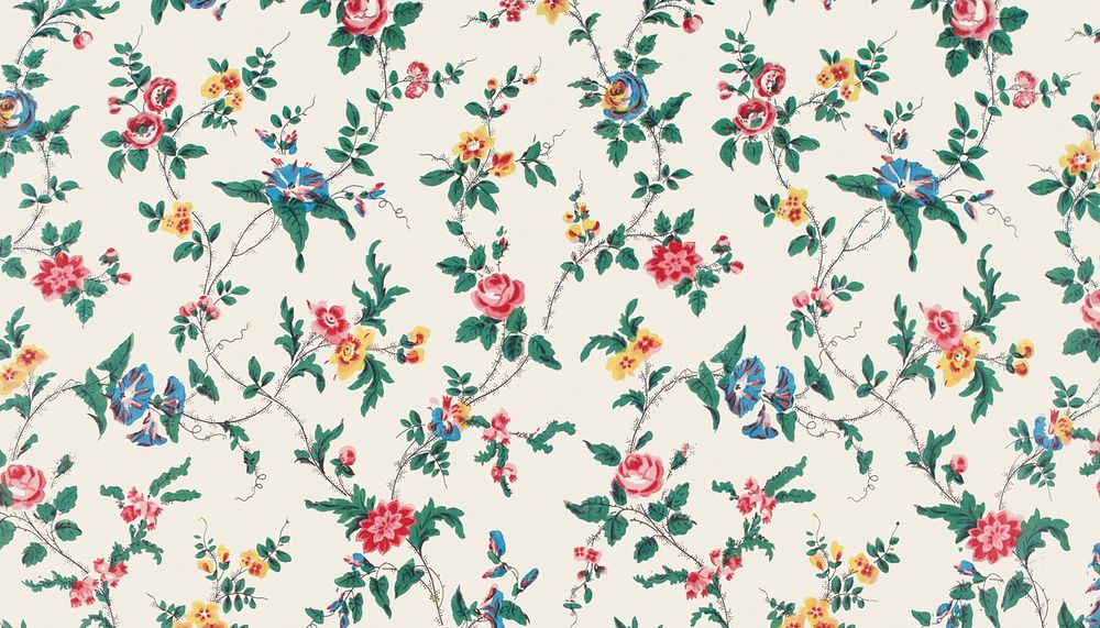 Vintage flower patterned background, beige design. Remixed by rawpixel.