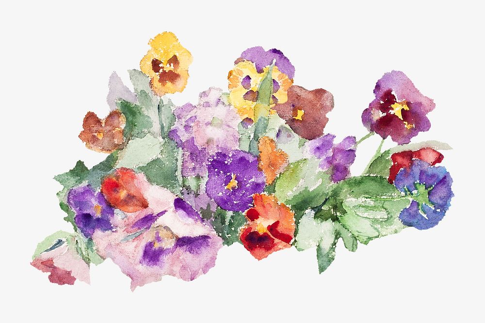 Colorful spring flowers, vintage illustration Violets by Maria Wiik. Remixed by rawpixel.