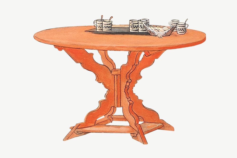 Orange wooden table, furniture illustration psd. Remixed by rawpixel.