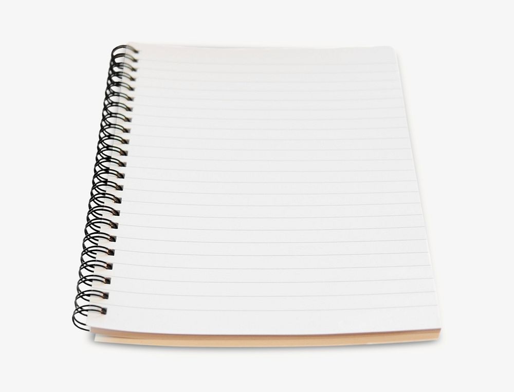 Ruled paper notebook, isolated image