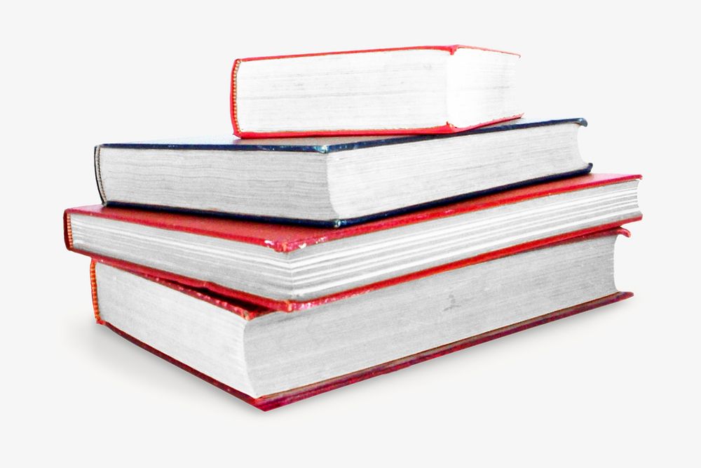 Stacked books, isolated object on white