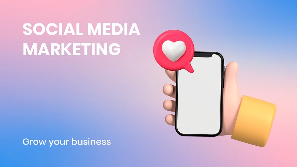Social media marketing presentation template, editable 3D design psd