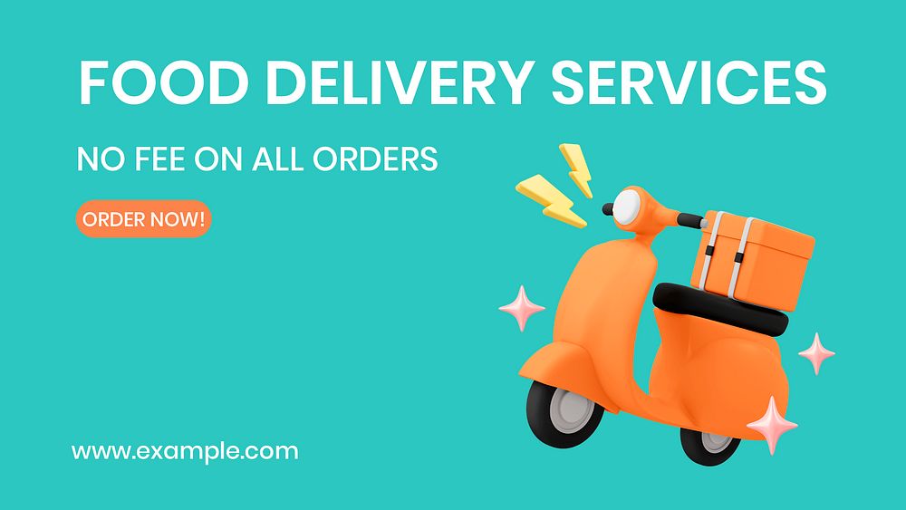 Food delivery blog banner template, 3D e-commerce psd