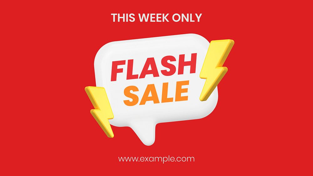 Flash sale blog banner template, 3D ecommerce psd