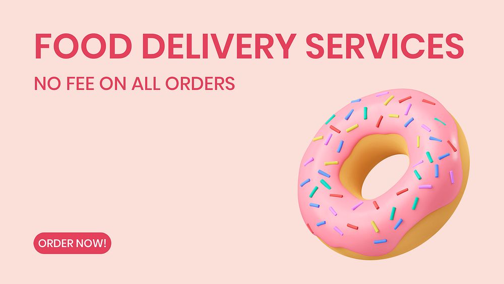 Food delivery blog banner template, small business, pink design psd