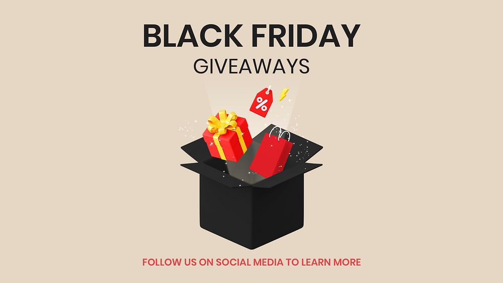 3D giveaways blog banner template, Black Friday design psd