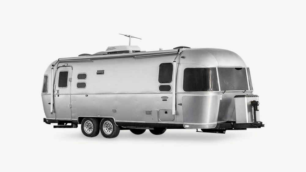 Silver camper van isolated image on white
