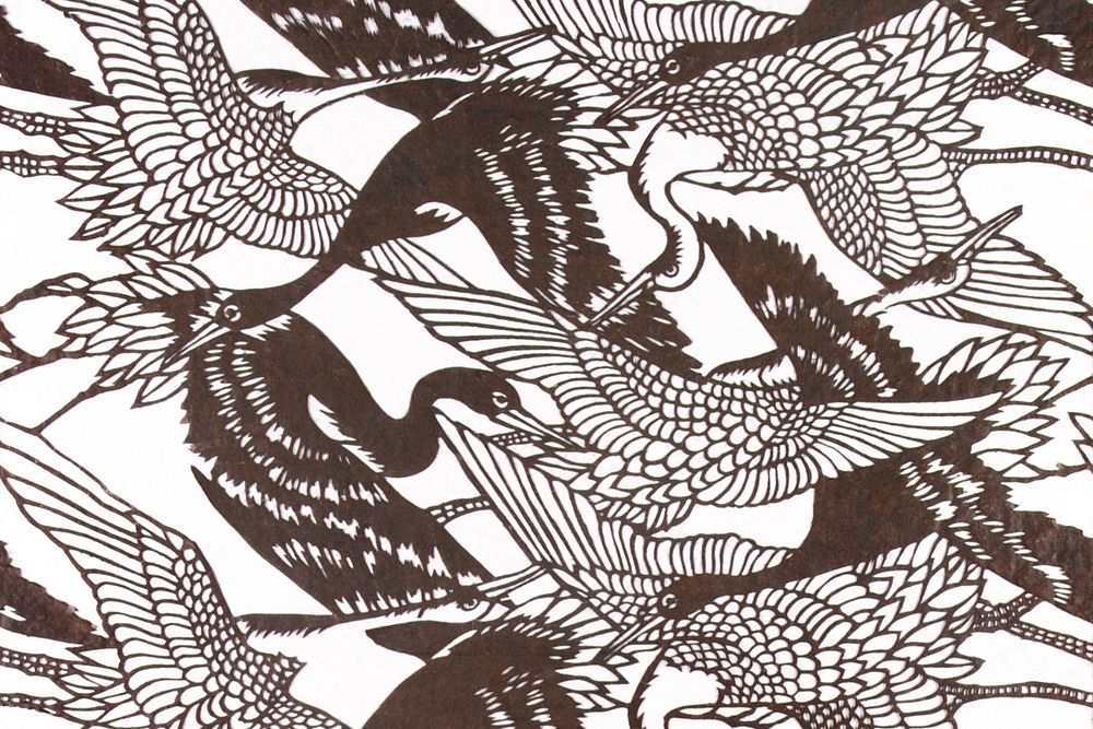 Japanese crane pattern background. Remixed by rawpixel.