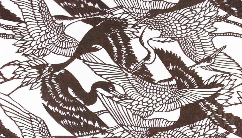 Japanese crane pattern background. Remixed by rawpixel.