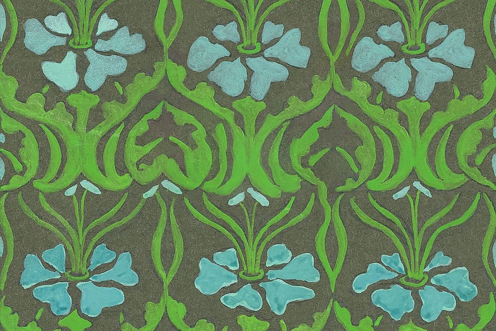 Vintage floral pattern, green background. Remixed by rawpixel.