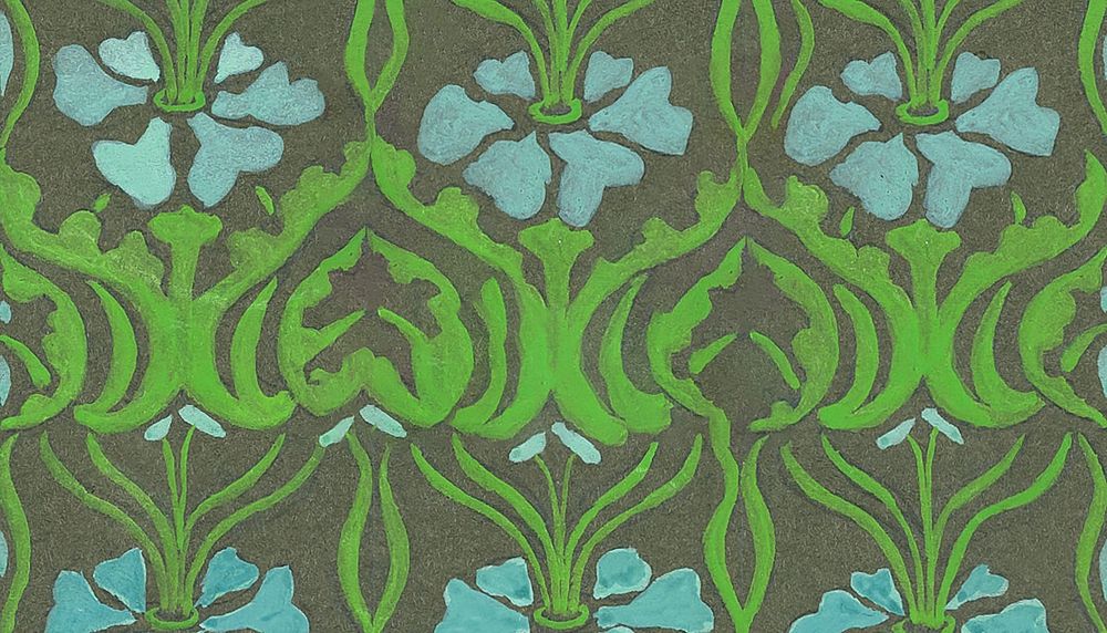 Vintage floral pattern, green background. Remixed by rawpixel.