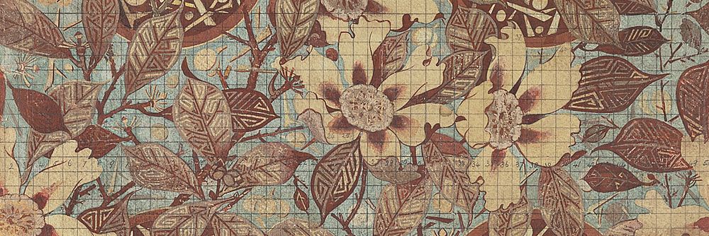 Vintage flower pattern, brown background for Twitter header. Remixed by rawpixel.