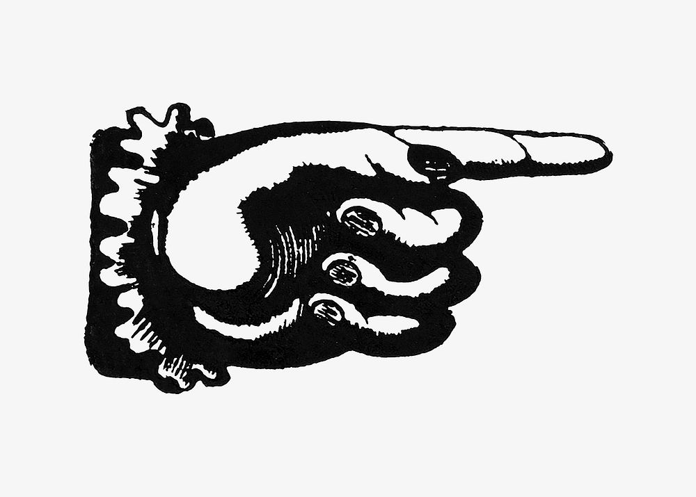 Hand pointing finger, vintage gesture illustration.  Remixed by rawpixel. 
