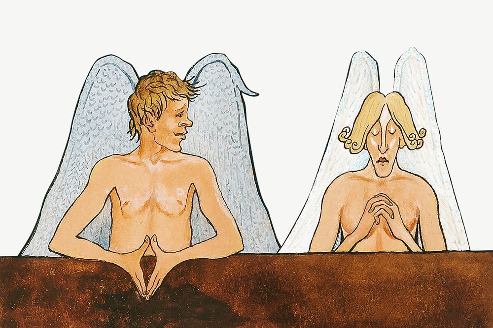Male angels, vintage mythical illustration by Hugo Simberg psd.  Remixed by rawpixel. 