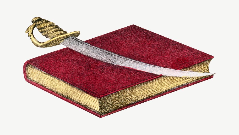 Sword on book, vintage illustration psd.  Remixed by rawpixel. 