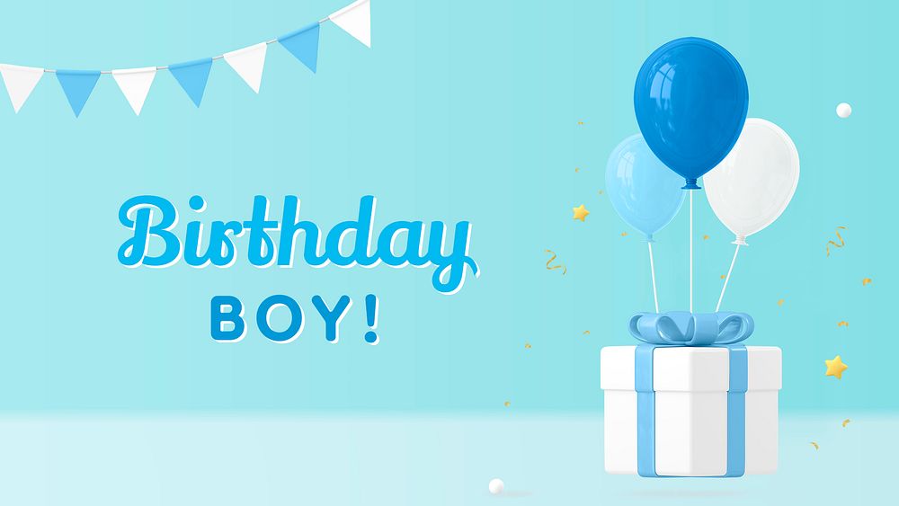 Birthday blog banner template, 3d graphic psd