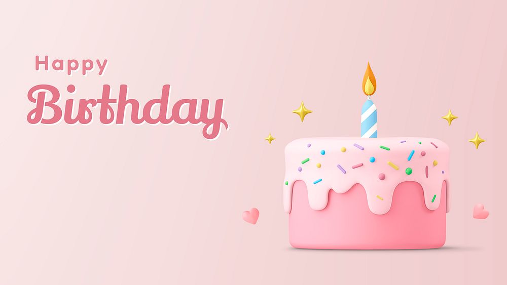 Birthday blog banner template, 3d graphic psd