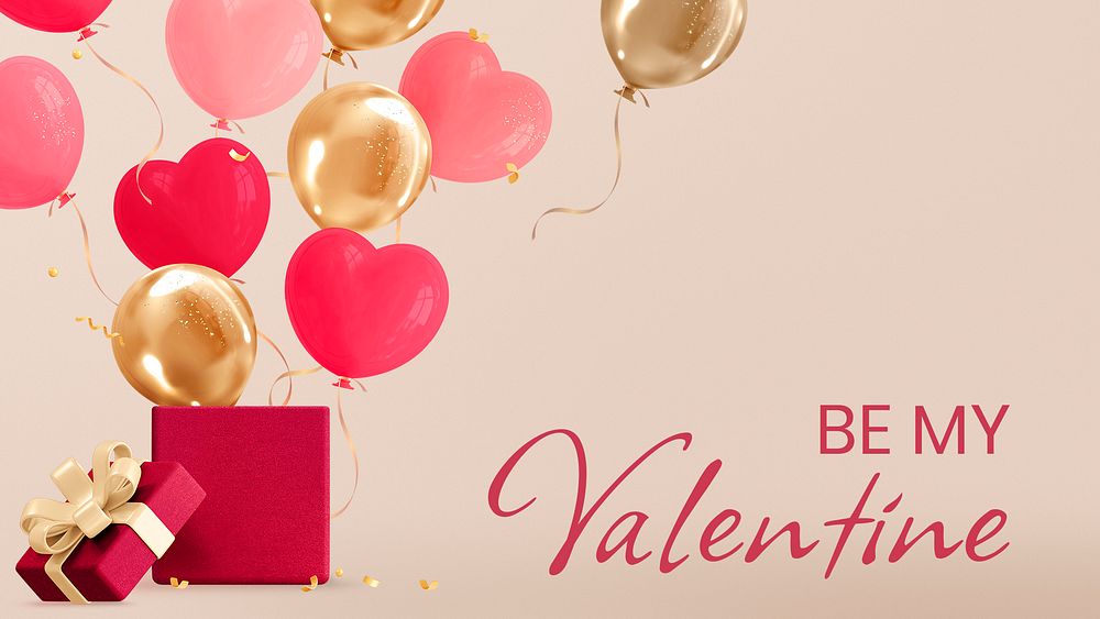 Valentine's blog banner template, 3d graphic psd