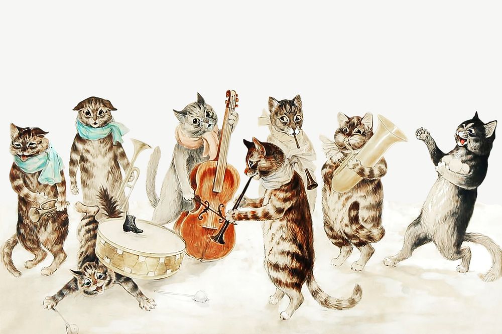 Cat music band border illustration psd. Remixed by rawpixel.