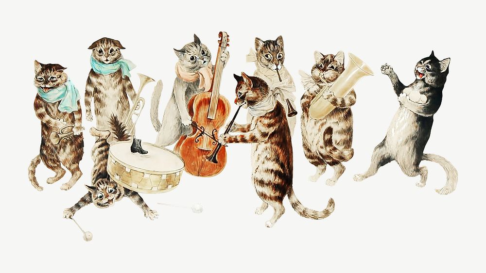 Vintage cat music ban illustration psd. Remixed by rawpixel.