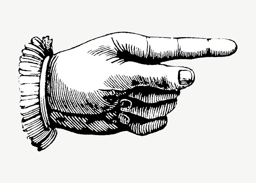 Pointing hand vintage illustration psd. Remixed by rawpixel. 