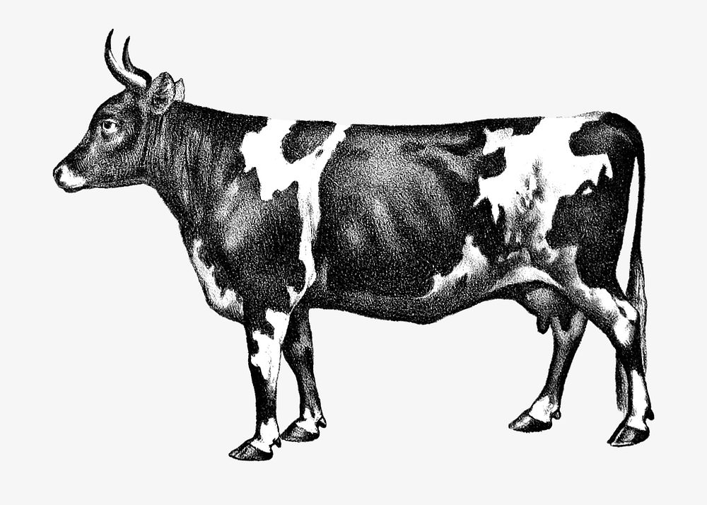 Cow vintage illustration. Remixed by rawpixel. 