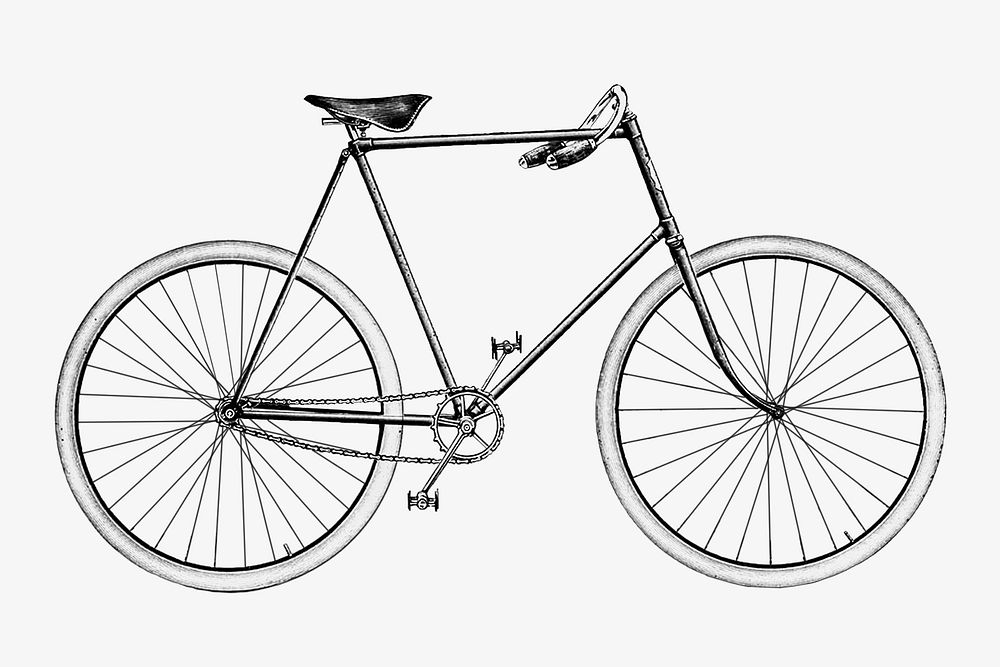 Vintage single speed bicycle illustration. Remixed by rawpixel. 