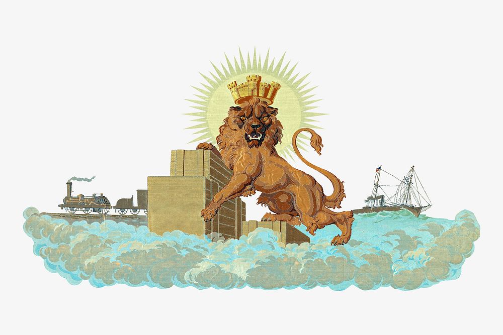 Vintage king lion chromolithograph art. Remixed by rawpixel. 