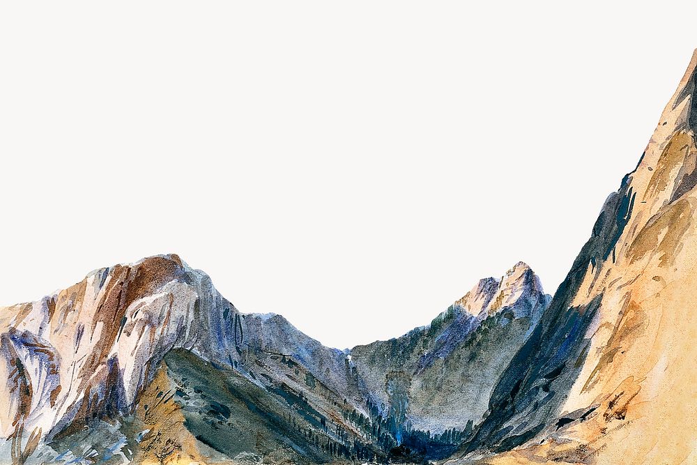 Watercolor mountain range collage element. Remixed by rawpixel.