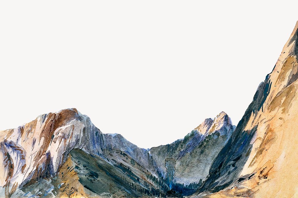 Watercolor mountain range border collage element psd. Remixed by rawpixel.