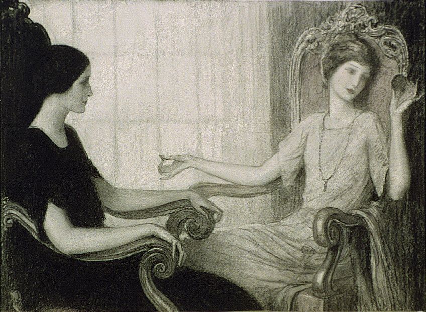 Two women seated facing each other (between 1890 and 1934) by Wladyslaw Theodore Benda
