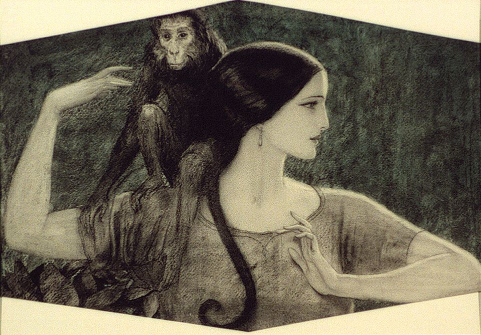 Indian woman with monkey on shoulders (1922) by Wladyslaw Theodore Benda