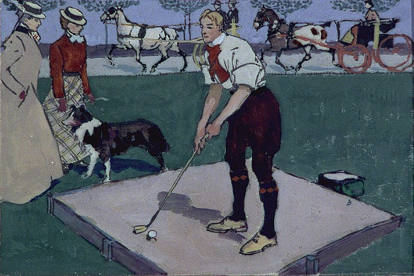Man about to drive a golf ball (between 1890 and 1920) by Edward Penfield