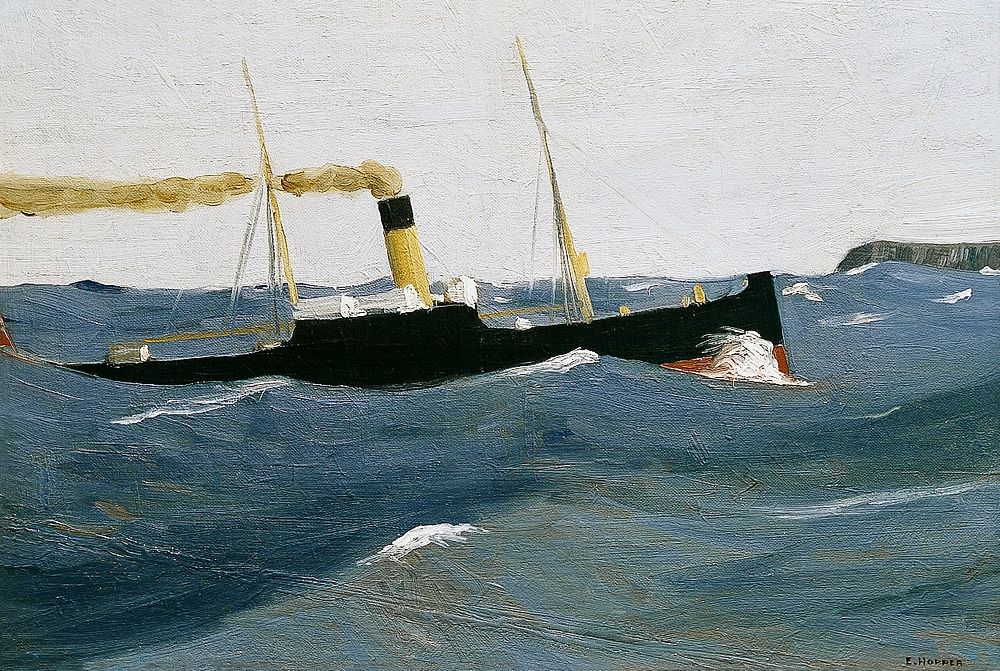 Tramp Steamer oil painting by Edward Hopper. Original public domain image from Smithsonian. Digitally enhanced by rawpixel.