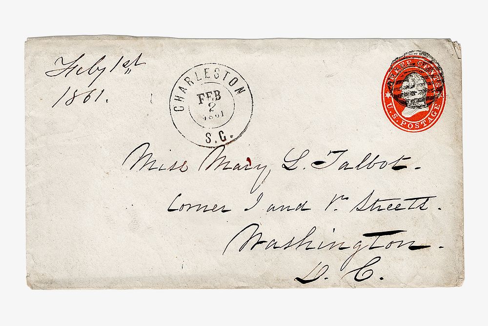 Confederate Cover with U. S. Postal Issue Used After Secession. Original public domain image from Smithsonian. Digitally…
