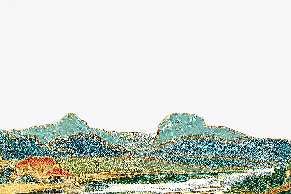 Landscape chromolithograph collage element. Remixed by rawpixel. 