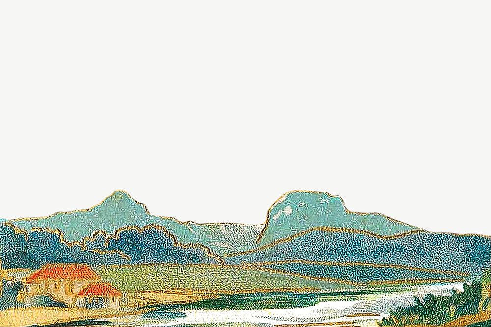 Landscape border chromolithograph collage element psd. Remixed by rawpixel. 