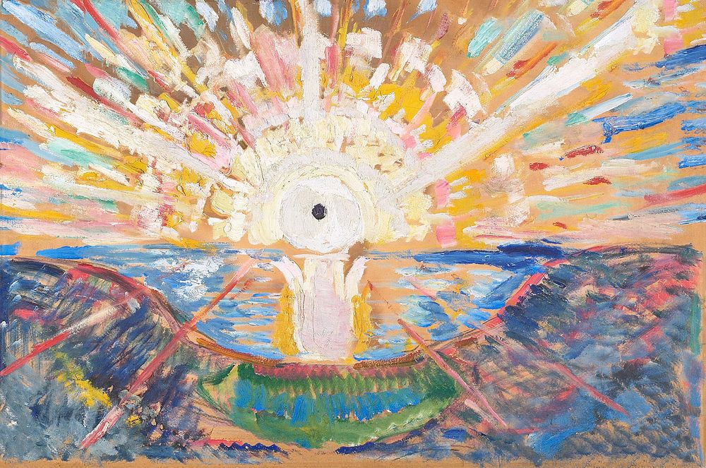 The Sun (1910) oil painting by Edvard Munch. Original public domain image from Wikimedia Commons. Digitally enhanced by…
